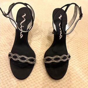 NINA Black Women's Beaded Evening Sandals